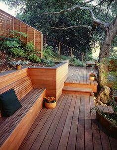 Hillside Deck on Pinterest | Wood Retaining Wall, Decks and Tiered ... Hillside Deck, Wood Retaining Wall, Redwood Decking, Tiered Deck, Cedar Deck, Sloped Backyard, Hillside Landscaping, Sloped Garden, Apartment Diy