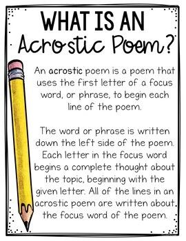 Teaching Literature High School, Acrostic Poem Examples, Word Blends, Acrostic Poem For Kids, Poetry Study, Kindergarten Poetry, October Bulletin Board, Acrostic Poem Template, Easter Themes