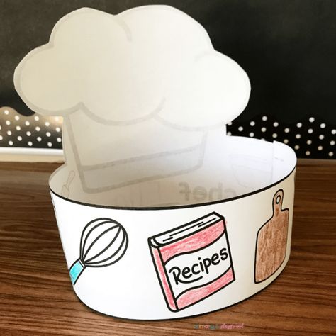 Free Printable Chef Hat - Primary Playground Chef Hat Craft Preschool, Chef Crafts For Preschool, Chef Hat Printable Free, Chef Week For Preschool, Chef Hat Template Free Printable, Bread Crafts For Kids, Baking Crafts For Kids, Chef Crafts Preschool, Bread Study Preschool