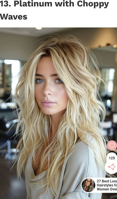 Choppy Long Layers Haircut, Long Layered Textured Haircut, Messy Long Hair Styles, Beach Babe Hair, Long Choppy Layered Haircuts, Fall Blonde Long Hair, Long Hair With Shaggy Layers, Long Blonde Haircut Ideas, Choppy Long Haircut