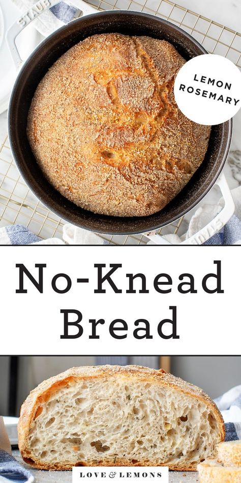 This no-knead bread recipe will make any novice baker look like a pro! It calls for 6 simple ingredients and requires just 5 minutes of work, but it comes out with a perfect golden brown crust and soft interior every time. | Love and Lemons #baking #bread #healthyrecipes Easy No Knead Bread, Knead Bread Recipe, Bread Homemade, Knead Bread, Dinner Bread, No Knead Bread, No Knead, Monkey Bread, Easy Bread