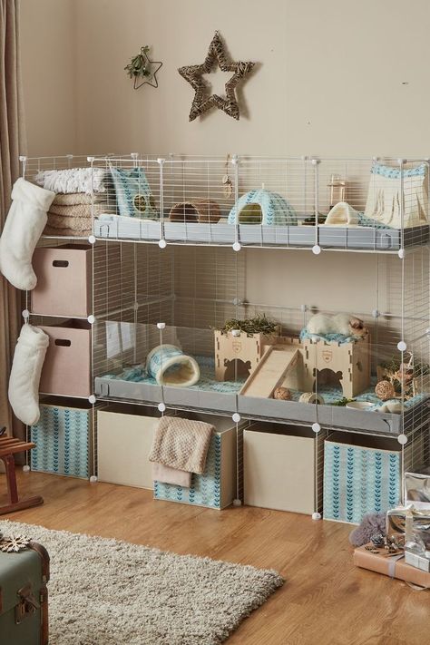 Small Animal Cage Ideas, Animal Room Ideas Pets Small Animals, C&c Bunny Cage, Diy Small Animal Cage, Ginipigs Cage, Outside Guinea Pig Enclosure, Two Story Bunny Cage, C&c Rabbit Cage Ideas, Gunia Pig Cage Ideas