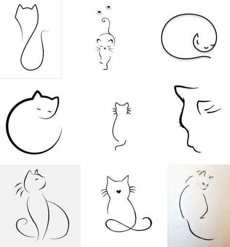 110 Minimal Tattoo Designs That Are Far From Minimal Cat Tattoo, Cat Tattoo Idea, Small Cat Tattoo, Cat Outline Tattoo, Cat Tattoo Design, Minimal Tattoo Designs, Cat Tattoo Simple, Katt Grejer, Cat Tattoo Small