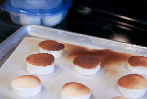 What a great idea! Strawberry and Nutella S'mores to end the summer. Instructions on how to roast marshmallows without fire! Oven Roasted Marshmallows, Oven Toasted Marshmallows, Roasted Marshmallows In Oven, Roasting Marshmallows Indoors, Indoor Marshmallow Roasting, Pool Treats, Strawberry And Nutella, Roast Marshmallows, Toasting Marshmallows