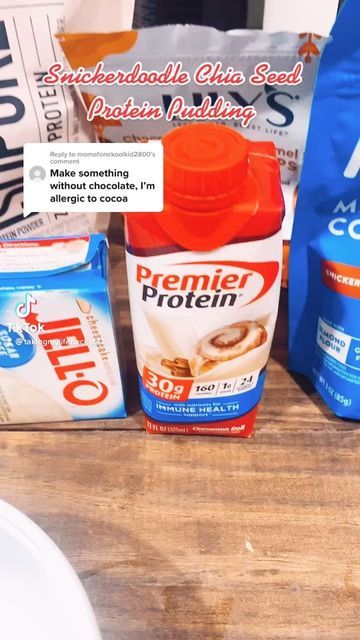 Cinnamon Roll Premier Protein Recipes, Premier Protein Cinnamon Roll Recipes, Premier Protein Recipes, Protein Puddings, Tonya Spanglo, Chia Seeds Protein, Cottage Cheese Recipes Healthy, Keto Pudding, Premier Protein Shakes