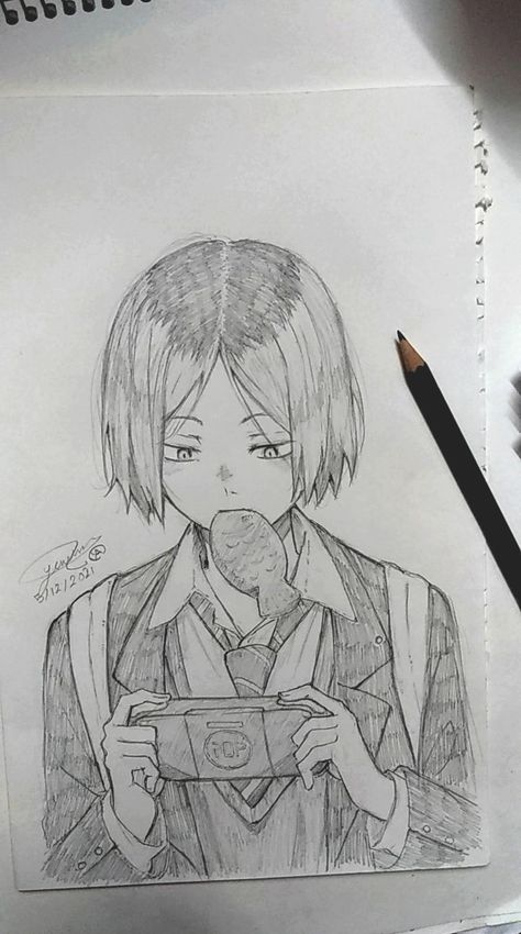 Kenma Kozume Haikyuu Sketchbook Pages Inspiration, Anime Face Drawing, Character Artist, Anime Drawing Books, Kenma Kozume, Sketchbook Pages, Anime Drawing, Arte Sketchbook, Art Drawings Sketches Creative