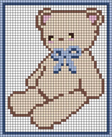 Alpha pattern #119620 | BraceletBook Teddy Bear Alpha Pattern, Cute Tapestry Crochet Patterns, Miffy Alpha Pattern, Teddy Bear Pixel Art, Kawaii Alpha Pattern, Cute Grid Pattern, Bear Alpha Pattern, Crochet Tapestry Ideas, Tapestry Crochet Ideas