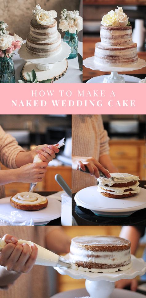 WEDDING // PART TWO: OUR NAKED WEDDING CAKE - A Classy Fashionista | How to make a naked wedding cake | Wedding cake tutorial | Farmhouse wedding Wedding Cake Recipes, Makeup Decoration, Wedding Cake Tutorial, How To Make Wedding Cake, Cakes To Make, Diy Wedding Cake, Wedding Cake Recipe, Chocolate Wedding Cake