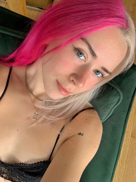 #hairinspo Half Pink And Blonde Hair, Half Pink Half White Hair, Half Blonde Half Pink Hair, Half Pink Half Blonde Hair, Half Half Hair, Half And Half Hair, Vivid Hair, Pink Blonde, Split Dyed Hair