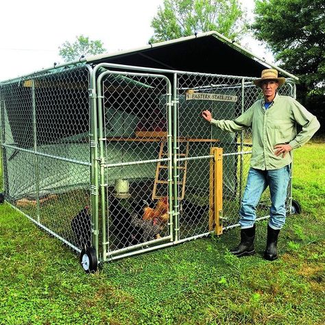 Convert a dog pen into a chicken tractor that’s easy to assemble and move, and sturdy enough to keep your flock well-protected. Learn how… Chicken Run Ideas, Mobile Chicken Coop, Cute Chicken Coops, Easy Chicken Coop, Chicken Pen, Chicken Tractors, Tractor Idea, Chicken Tractor, Chicken Run