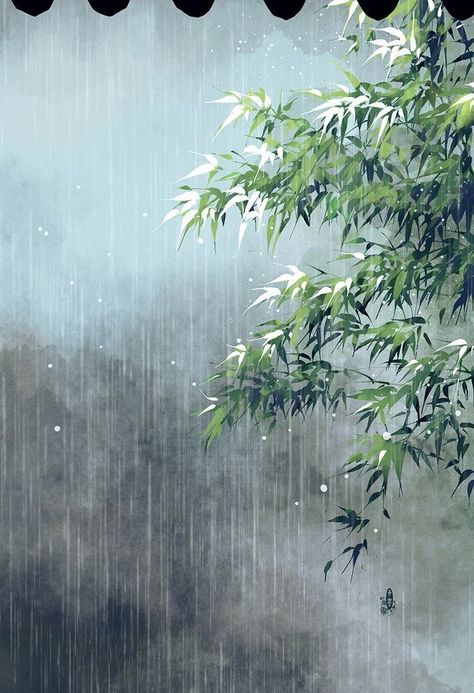 Rain Falling, Arte Peculiar, I Love Rain, Watercolor Landscape Paintings, Rain Photography, Environment Concept Art, Anime Scenery Wallpaper, Chinese Painting, Fantasy Landscape