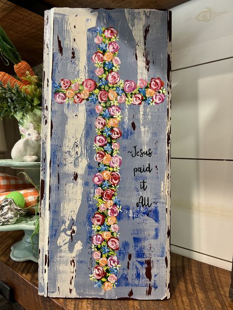 Painted Crosses, Cross Painting Ideas, Painting Crosses On Canvas, Painted Crosses On Canvas, Floral Cross Painting, Cross Paintings On Canvas Acrylics, Cross Art Painting, Cross Canvas Paintings, The Art Sherpa