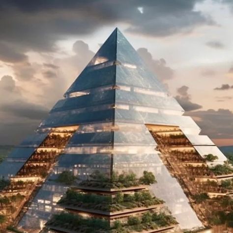 Modern Pyramid Architecture, Glass Pyramid Architecture, Pyramid Architecture Design, Pyramid Futuristic, Pyramid Architecture, Elitch Gardens, Pyramid House, Ancient Egyptian Architecture, Pyramid Building