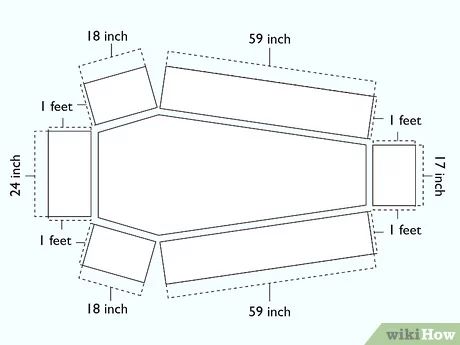 How to Make a Coffin: 13 Steps (with Pictures) - wikiHow Cardboard Coffin Diy, Coffin Template, Cardboard Coffin, Porta Halloween, Halloween Outside, Casa Halloween, Halloween Props Diy, Homemade Halloween Decorations, Halloween Coffin