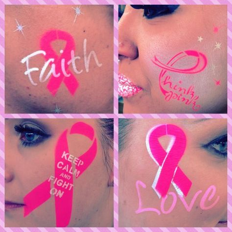 Pink Ribbon Face Paint, Pink Out Face Paint Spirit Week, Fnl Themes, School Spirit Face Paint, Paint Tattoos, Games Makeup, Spirit Posters, School Spirit Posters, Susan G Komen