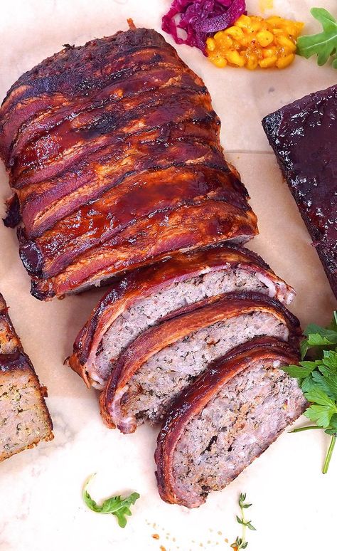 Bacon Wrapped Meatloaf with Whiskey and Cola Glaze | Harrowsmith Magazine Bacon Wrapped Meatloaf, Bourbon Sauce, Bourbon Glaze, Ginger Peach, Best Bourbons, Pecan Cake, Organic Apple Cider Vinegar, Potato Cakes, Bacon Wrapped