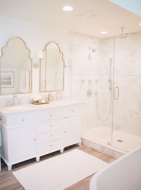 Asymmetrical Mirror, Bathroom Decor Apartment, Steam Showers Bathroom, Girls Bathroom, Bathroom Inspo, Bathroom Renos, Bathroom Remodel Master, Bath Remodel, Kids' Bathroom