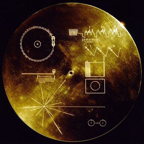 The Message Voyager 1 Carries for Alien Civilizations The "Golden Record" aboard the interstellar spacecraft is a time capsule of humanity,... Voyager Golden Record, Voyager Spacecraft, Golden Record, Queens Of The Stone Age, Kuantan, Neil Armstrong, The Solar System, Carl Sagan, Sistema Solar