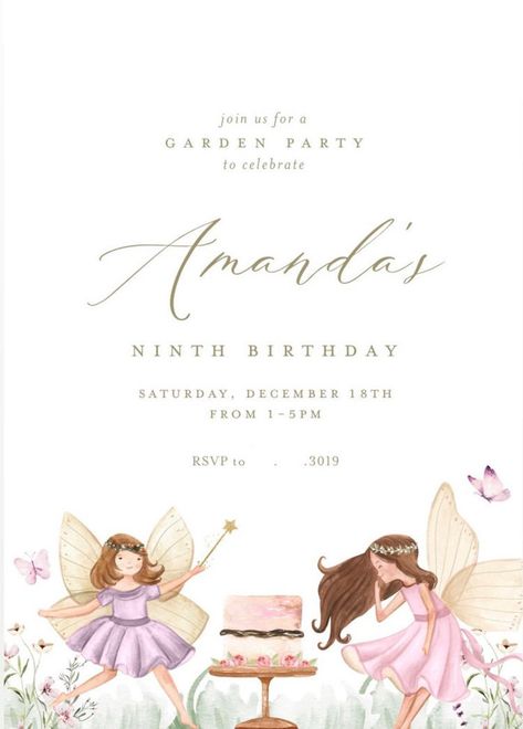 Kara's Party Ideas Fairy Garden Party | Kara's Party Ideas Fairy Party Invitations, Fairy Invitations, Fairy Birthday Cake, Fairy Garden Birthday Party, Baby Birthday Invitations, Fairy Garden Party, Garden Party Birthday, Fairy Birthday Party, Garden Birthday