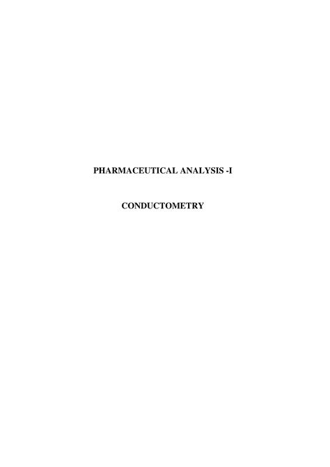 Conductometry - Lecture notes 1-4 - Pharmaceutical Analysis - Studocu Pharmaceutical Analysis Notes, Lecture Notes, Lectures Notes