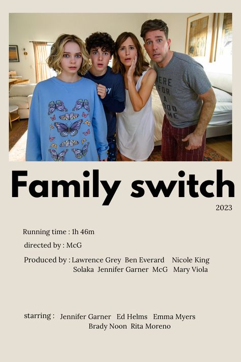 Family switch movie poster 2023 Christmas movie Family Switch Movie, Family Switch, Family Movie Poster, Film Journal, Create This Book, Rita Moreno, 3 Movie, Family Movie, Fav Movies