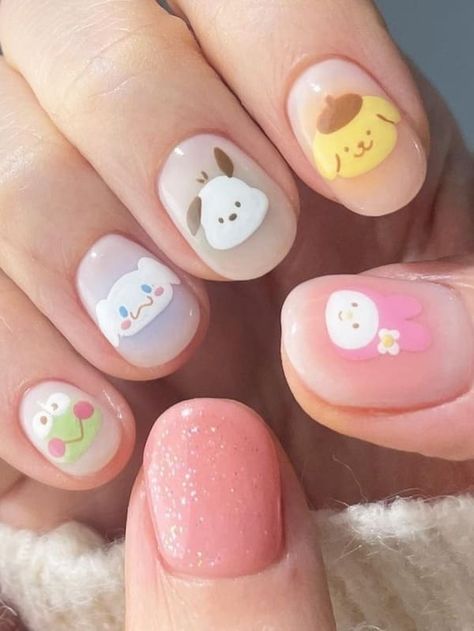 Korean Blush Nails, Korean Blush, Kids Nail Designs, Kawaii Nail Art, Nail Art For Kids, Cute Short Nails, Cute Simple Nails, Cute Nail Art Designs