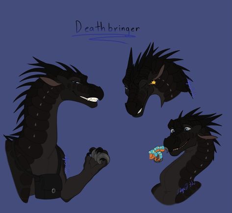 Night Wing Wings Of Fire, Wings Of Fire Glory X Deathbringer, Darkstalker Wings Of Fire Fanart, Wings Of Fire Deathbringer, Wings Of Fire Darkstalker Art, Glory X Deathbringer Wof, Got Dragons, Wings Of Fire Dragons, Dragon Sketch