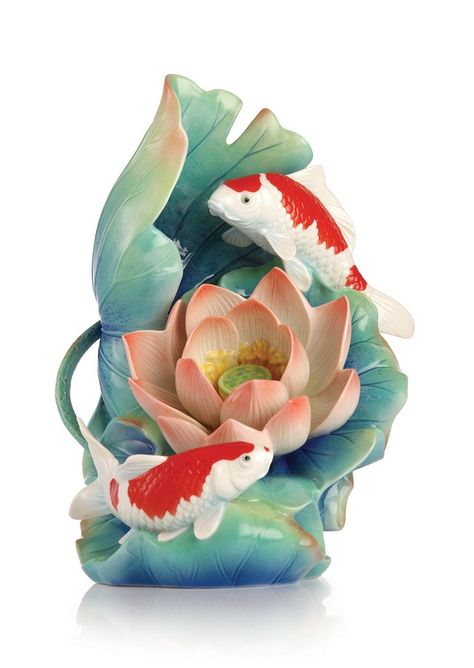 Franz porcelain Luck harmony Japanese koi fish Franz Collection, Porcelain Dolls For Sale, Japanese Koi Fish, Fish Vase, Porcelain Decor, Japanese Koi, Tanah Liat, Fish Sculpture, Ceramic Flowers