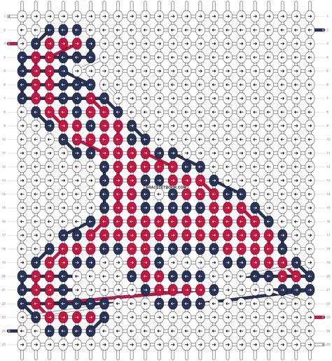 Alpha pattern #93089 | BraceletBook Atlanta Braves Cross Stitch Pattern, Alpha Bracelet Patterns, Alpha Bracelet, Braves Baseball, Mlb Teams, Alpha Pattern, Alpha Patterns, Atlanta Georgia, Friendship Bracelet Patterns