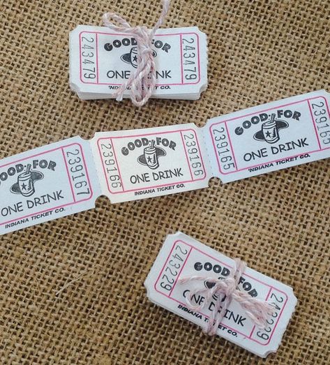 Drinks vouchers wedding favours | Cheap wedding favours under £1 | realwedding.co.uk Quirky Wedding Decor, Quirky Wedding Favours, Retro Wedding Party Favors, Drinks Voucher Wedding, Wedding Drink Token, Wedding Favours Music Theme, Drinks Token Wedding Favour, Retro Drinks, Unusual Wedding Favours