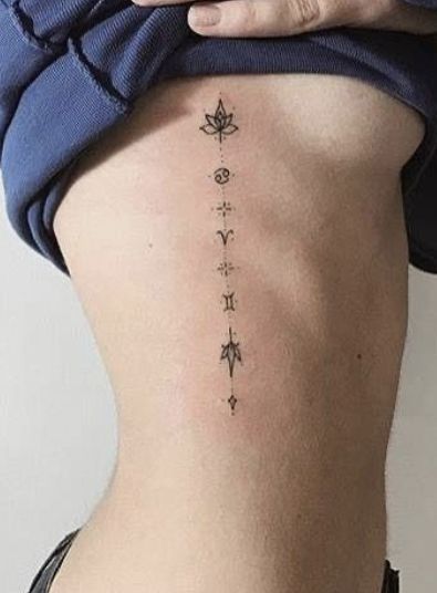 Side Of Stomach Tattoo For Women Simple, Henna On Side Of Stomach, Long Side Tattoo, Vertical Side Tattoos Women, Vertical Side Tattoo, Tattoo On Side Of Stomach, Side Tattoos Women Ribs Meaningful, Tattoos On Stomach, Side Body Tattoos For Women Ribs