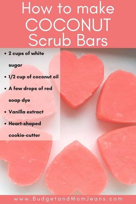 DIY Coconut Oil Sugar Scrub Hearts - Valentine's Day Gift Idea Homemade Self Care Recipes, Shower Routine To Smell Good, Routine To Smell Good, How To Shower Properly, Scrub Bars, Coconut Sugar Scrub, Coconut Scrub, Diy Body Scrub Recipes, Diy Sugar Scrub Recipe