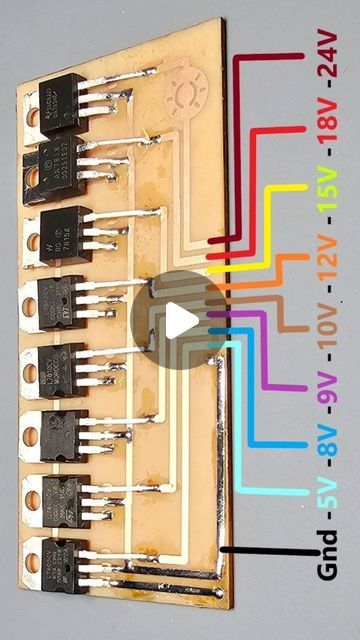 Zafer Yıldız on Instagram: "How to make a multi-output voltage regulator power supply 5V.....24V #zaferyildiz #diy #electronics" Electrical Troubleshooting, Basic Electronic Circuits, Basic Electrical Wiring, Home Electrical Wiring, Solar Energy Projects, Electronic Circuit Design, Electrical Circuit Diagram, Hobby Electronics, Electronics Basics