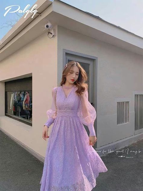 Lilac Dress Outfit Wedding, Dress Ultah, Dress Ungu, Tangled Quince, How To Style Braids, Style A Denim Skirt, How To Style A Denim Skirt, St Patricks Day Outfits, Business Casual Outfits Woman