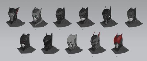 Concepts for alternative gear. Batman Injustice, Batman Concept Art, Batman Cowl, Batman Redesign, Superhero Art Projects, Batman Concept, Ajin Anime, Batman Mask, Batman Armor