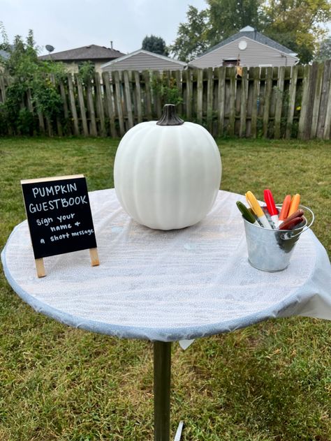 Fall Themed Gender Reveal Decorations, Fall Gender Reveal Party Games, Over The Top Gender Reveal Ideas, Fall Gender Reveal Snacks, Simple Fall Gender Reveal Ideas, Fall Gender Reveal Centerpieces, Pumpkin Smash Gender Reveal, A Little Pumpkin Gender Reveal, Pumpkin Baby Gender Reveal Ideas