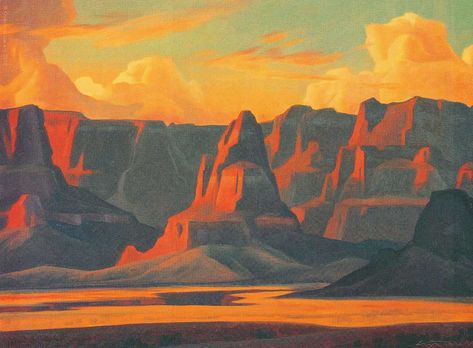 Ed Mell Southwest Landscape Paintings, Color Theory Painting, Desert Landscape Art, Southwest Wall Art, Native Artwork, Desert Painting, Desert Art, Landscape Art Painting, Southwest Art