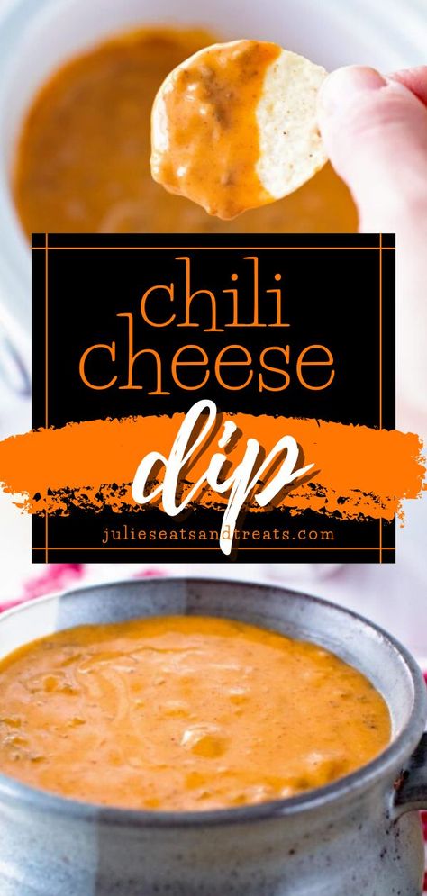 Chili Cheese Dip {Stovetop Or Crock Pot}, football party food, easy game day snacks Easy Chili Cheese Dip, Chili Cheese Dip Crockpot, Easy Game Day Snacks, Chili Cheese Dip Recipes, Cheese Dip Crock Pot, Dip For Potato Chips, Chili Cheese Dip, Chip Dip Recipes, Cheez Whiz