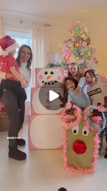 Shannon Doherty on Instagram: "SAVE YOUR CARDBOARD BOXES!⛄️❄️ this is such a fun idea for winter break!! Save all your cardboard boxes and use the to wrap and paint on with your family!! You can create a build your own indoor snowman or this fun reindeer toss game! COMMENT - links - I will send you link to some wrapping paper and fun paints to make this at home with your family during break! FOLLOW ME @athomewith.shannon for more super simple ideas your entire family will love!!! #momsofinstagram #holidaycrafts #familyactivities #familydiy #easydiy #diy #winterbreak #momhacks #parentinghacks" Indoor Snowman, Shannon Doherty, Cute Christmas Ideas, Merry Christmas Yall, Cat Hacks, Family Diy, Toss Game, Build A Snowman, Winter Break