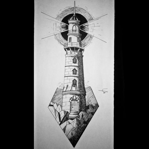 Light House Tatoos, Lighthouse Arm Tattoo, Lighthouse Tattoos Men, Light House Tattoo Stencil, Tattoo Ideas Lighthouse, Black And Grey Lighthouse Tattoo, Lighthouse Storm Tattoo, Lighthouse Drawing Tattoo, Light House Sketch