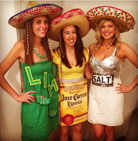 Halloween costume- tequila shot                                                                                                                                                                                 More Fiesta Dress Up, Margarita Party Outfit, Mexican Dress Up Party Costumes, Tequila Costume, Mexican Fiesta Party Outfit, Mexican Theme Party Outfit, Mexican Fancy Dress, Mexican Halloween Costume, Mexico Costume