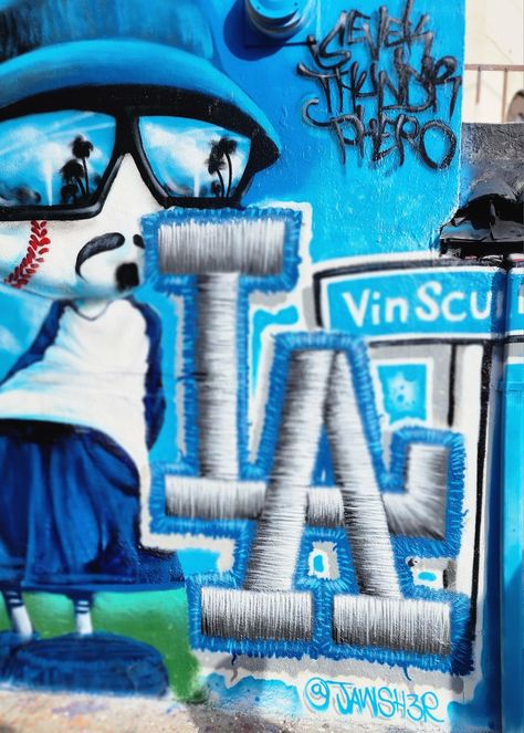 LA street art graffiti Los Angeles Vin Scully Dodgers Jawsher graff life La Graffiti Los Angeles Street Art, Los Angeles Graffiti, Vin Scully, Los Angeles Street, La Art, Art Circle, Art Graffiti, Graffiti Styles, Old School Tattoo