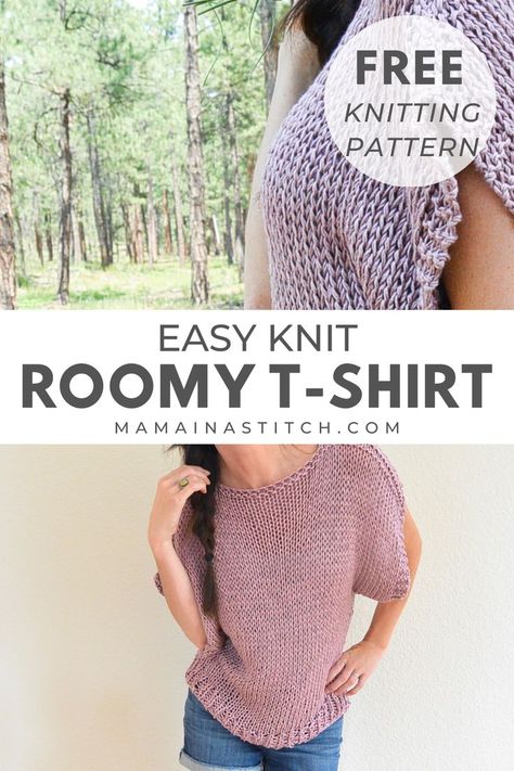 Easy Knit Top Pattern Free, Mama In A Stitch, Summer Knitting Patterns, Knit Top Patterns, Knit Summer, Knitting Patterns Free Sweater, Crochet Baby Sweater, Baby Frock Pattern, Beginner Knitting Patterns