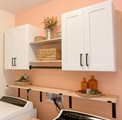 Orange Laundry Room, Builder Grade Laundry Room, Laundry Craft Rooms, Laundry Room Decorating, Laundry Room Organization Storage, Laundry Room/mud Room, Laundry Cabinets, Laundry Room Renovation, Laundry Room Cabinets