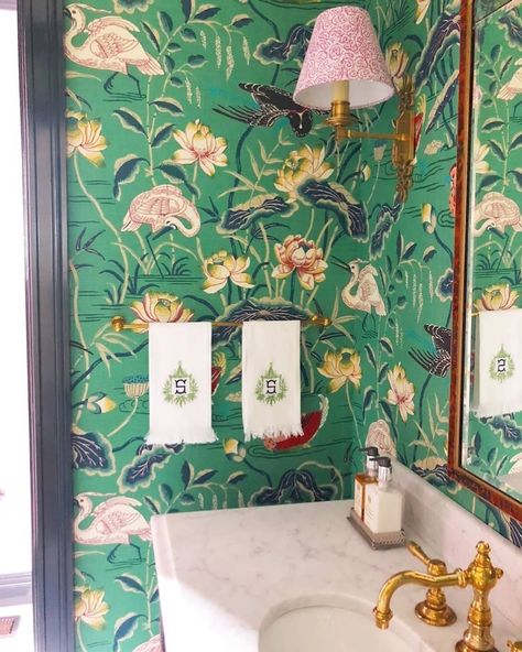 Schumacher on Instagram: “Our #LotusGarden is always powder room perfect! Design by @henryandcodesign.  #schustagram #interiordesign #design #interior…” Lotus Garden, Interior Minimalista, Powder Rooms, Happy Design, Instagram Wallpaper, Scale Design, Bathroom Wallpaper, Co Design, Blue Wallpaper