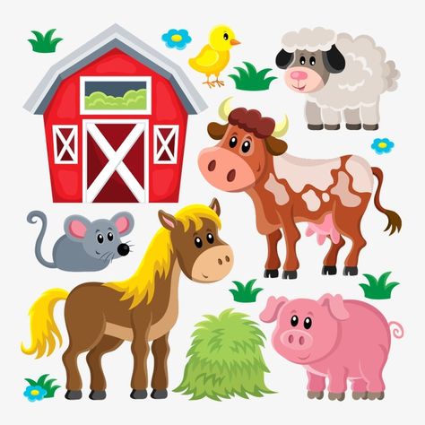 Animal Clipart Free, Farm Cartoon, Barn Animals, Animals Farm, Sheep Farm, Barnyard Animals, Dog Vector, Cutest Animals, Animal Clipart