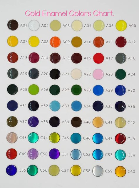 Enamel Color Chart, Cold Enamel Jewelry, Cold Enamel, Enamel Paint, Colour Palettes, Enamel Jewelry, Paint Color, Jewelry Diy, Color Chart