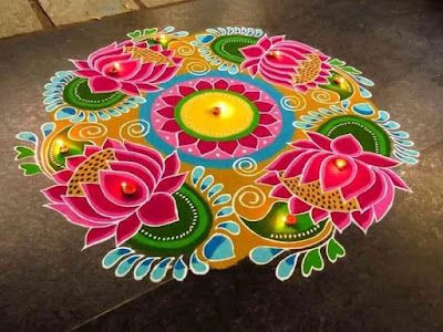 Rangoli Designs For Competition, Rangoli Designs Simple Diwali, Latest Rangoli, Easy Rangoli Designs Diwali, Rangoli Side Designs, Rangoli Designs Latest, Simple Rangoli Designs Images, Simple Rangoli Border Designs, Rangoli Patterns