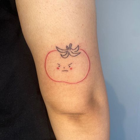 Tomato Tattoo, Hen Tattoo, Tomato Drawing, Tattoos 2024, Tomato Face, Angry Face, Face Tattoo, Tattoos Ideas, First Tattoo