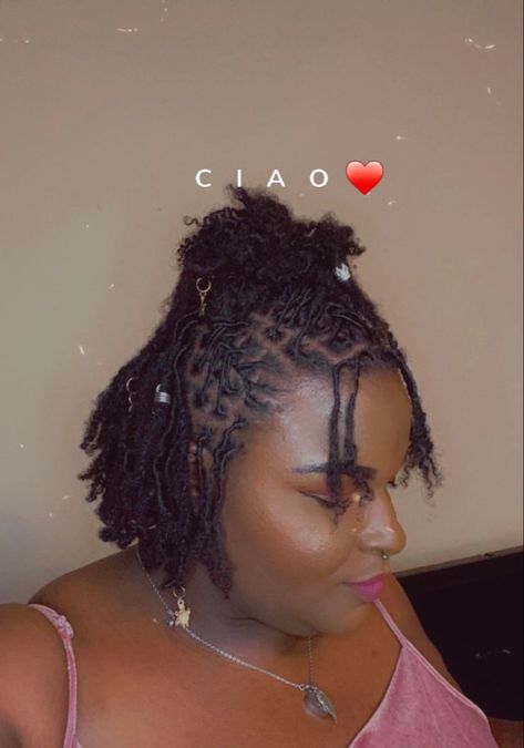 Loc Style for Short locs in 2022 | Short locs hairstyles, Locs hairstyles, Curly girl hairstyles Birthday Styles For Short Locs, Short Beginner Locs For Women, Half Up And Down Loc Styles, Short Locs Hairstyles Half Up Half Down, Half Up Half Down Dread Styles Black Women, Half Up And Half Down Loc Styles, Half Up Half Down Starter Loc Styles, Half Up Half Down Loc Hairstyles, Half Up Half Down Loc Styles Short